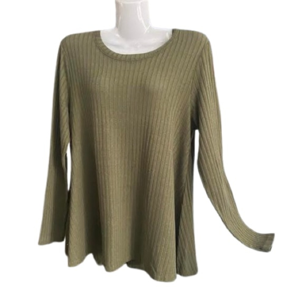 Army Green Ribbed Awake Top - Picture 12 of 12
